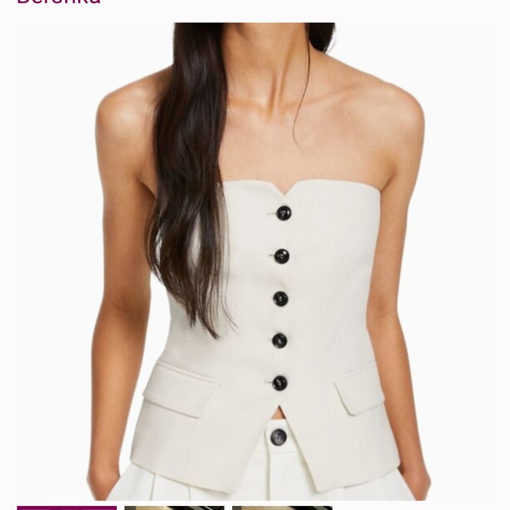 Bershka Cream Strapless Top